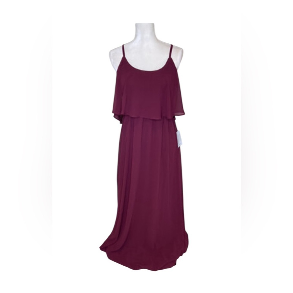 NWT Show Me Your Mumu Caitlin Ruffle Burgundy Bridesmaids Maxi Dress Small